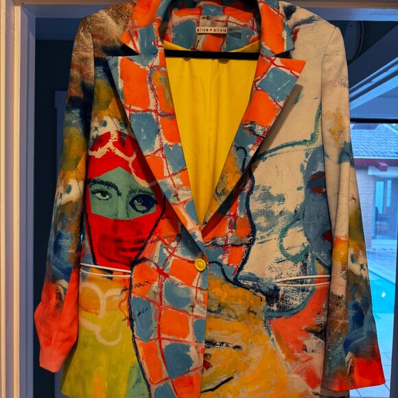 Alice + Olivia x KidSuper Painted Portrait Blazer | Limited Edition Art Jacket - Picture 3 of 4